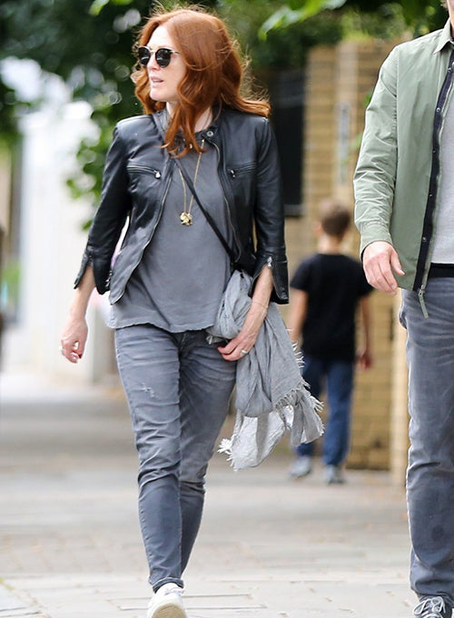 Julianne Moore Black Leather Jacket – alternate view