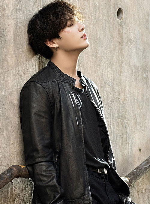 Jungkook Black Leather Jacket – Jungkook celebrity photo