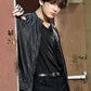 Jungkook Black Leather Jacket – Jungkook wearing the look, photo 2