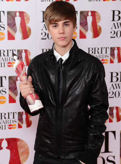 Justin Bieber The BRIT Awards Black Leather Jacket – alternate view