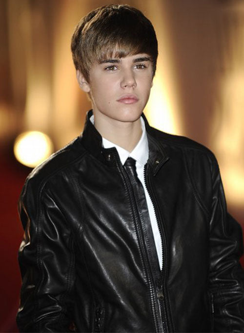 Justin Bieber The BRIT Awards Black Leather Jacket – close-up and worn views