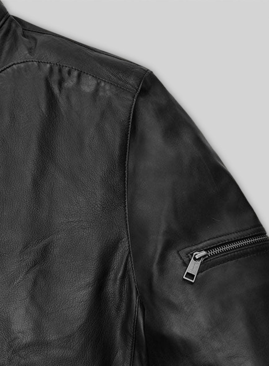 Justin Timberlake Guys Choice Awards Black Leather Jacket – close-up detail of hardware and pockets