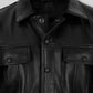 Justin Timberlake Late Night Black Leather Jacket – close-up detail of hardware and pockets