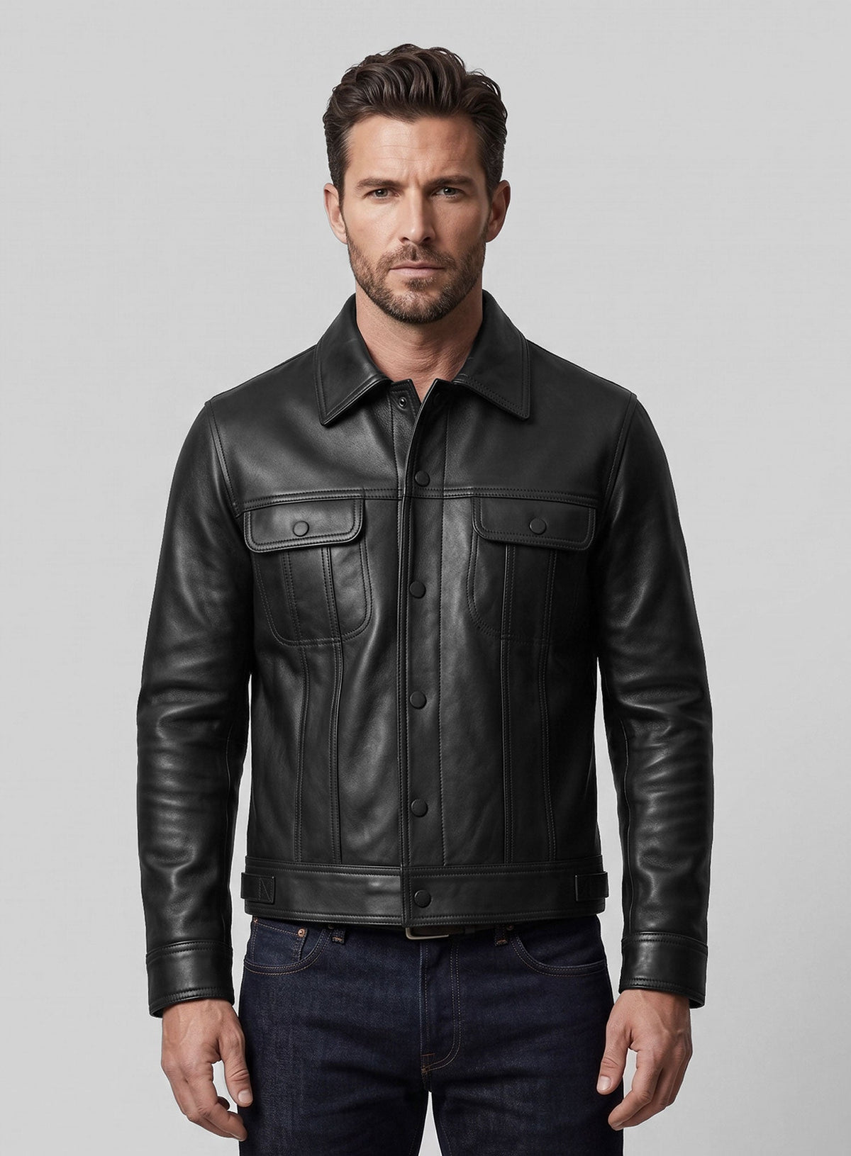Justin Timberlake Late Night Black Leather Jacket – worn look