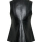 Vale Tudo 2025 Julia Palha Black Sleeveless Leather Vest – Bold Street-Style Essential