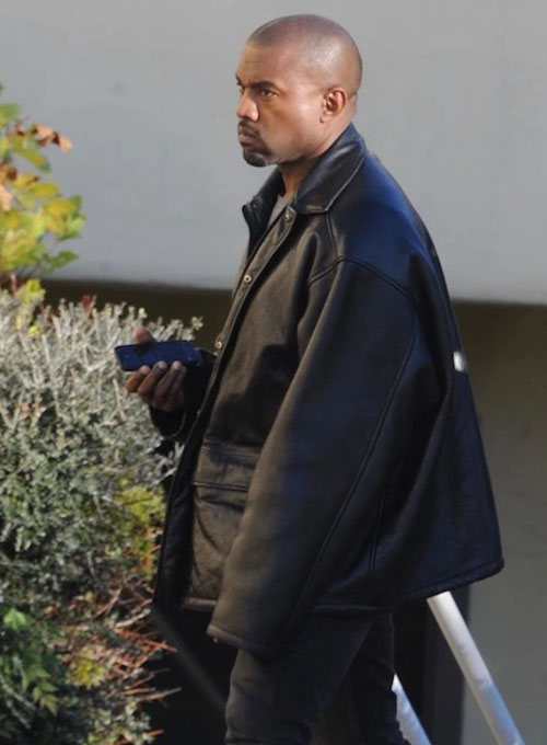 Kanye West Black Leather Jacket – Kanye West wearing the look, photo 3
