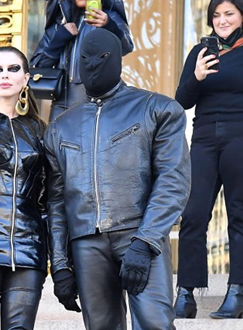 Kanye West Paris Black Leather Jacket – Kanye West celebrity photo in Paris