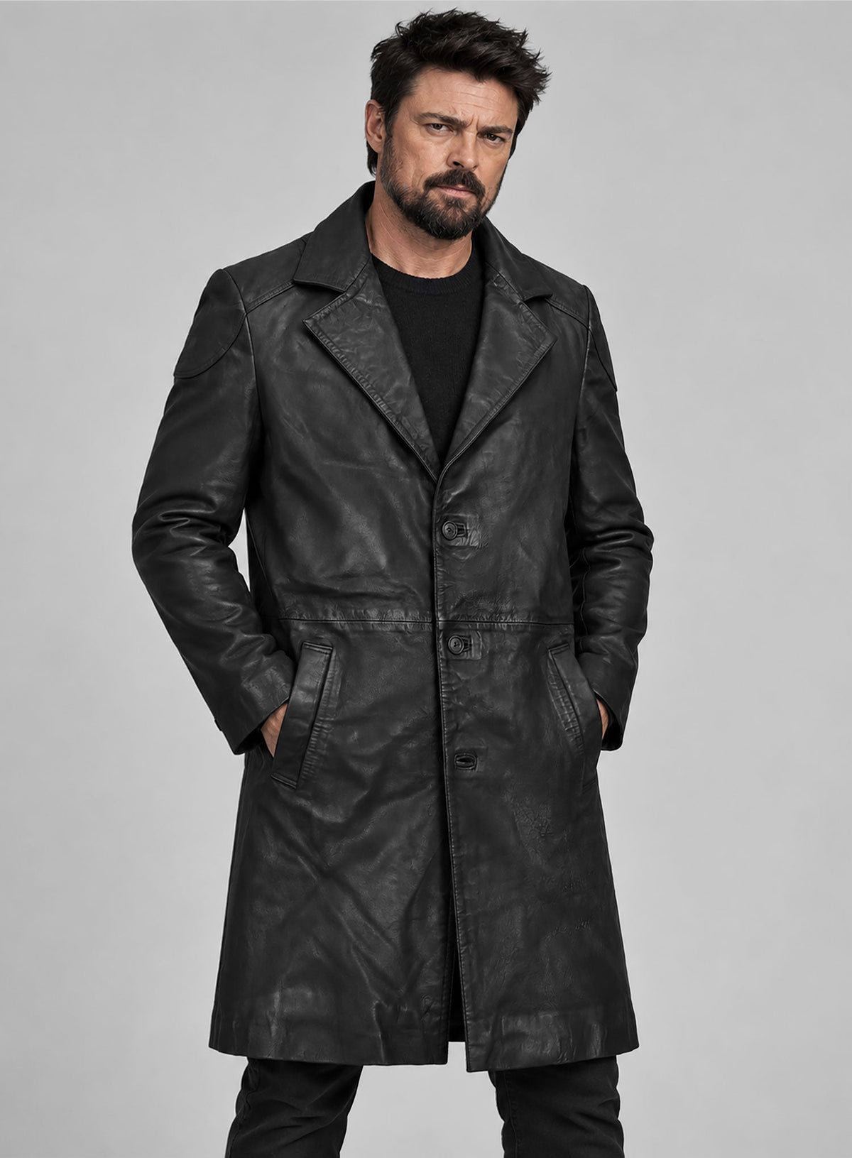 Karl Urban The Boys Leather Long Coat view 6