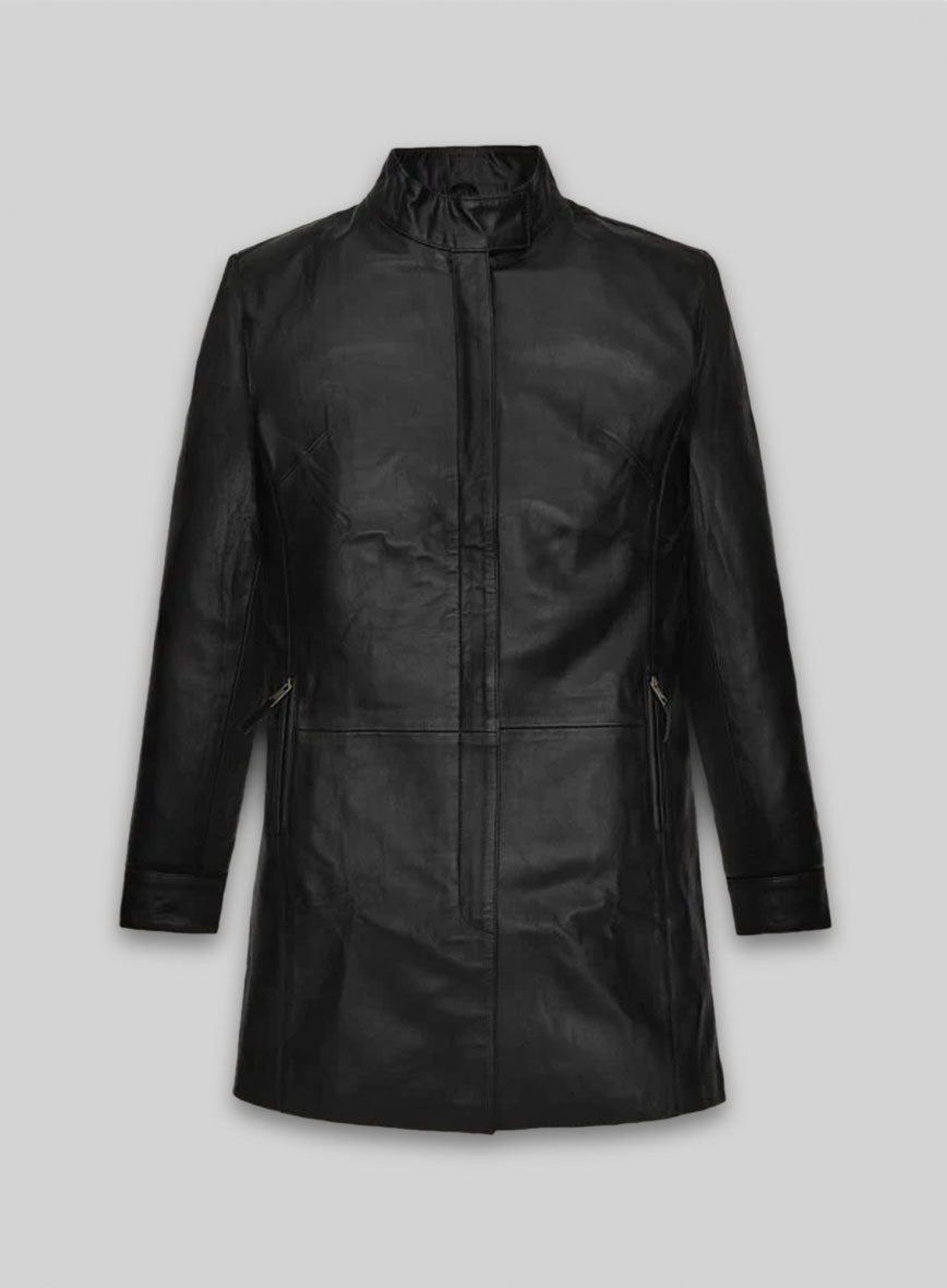 Kate Winslet Holy Smoke NewYork Premiere Red Leather Long Coat – front view