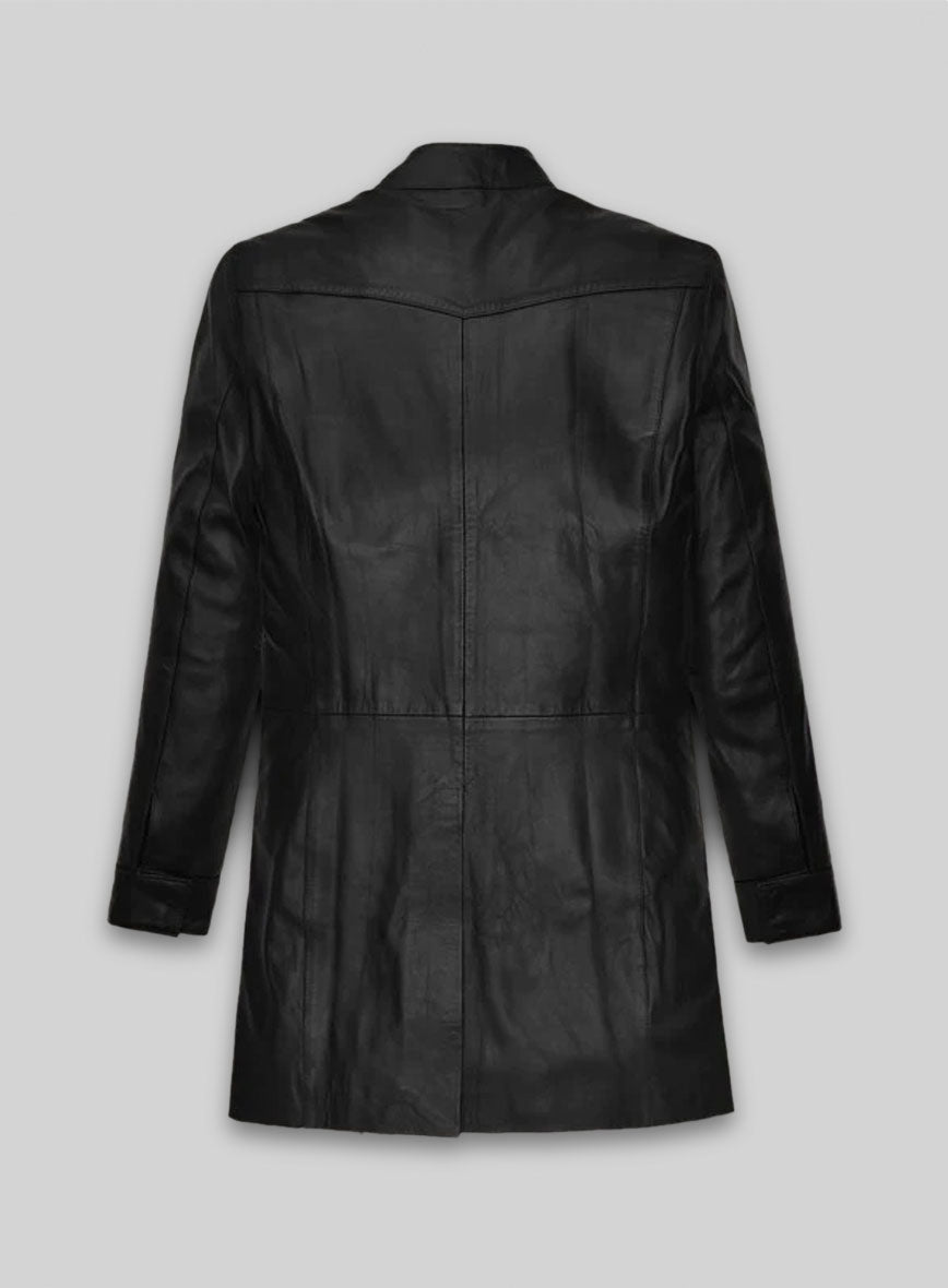 Kate Winslet Holy Smoke NewYork Premiere Red Leather Long Coat – back view