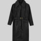 Katherine Waterston Fantastic Beasts Black Leather Long Coat – front view