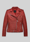 Kathryn Newton Freaky Red Leather Jacket – front view