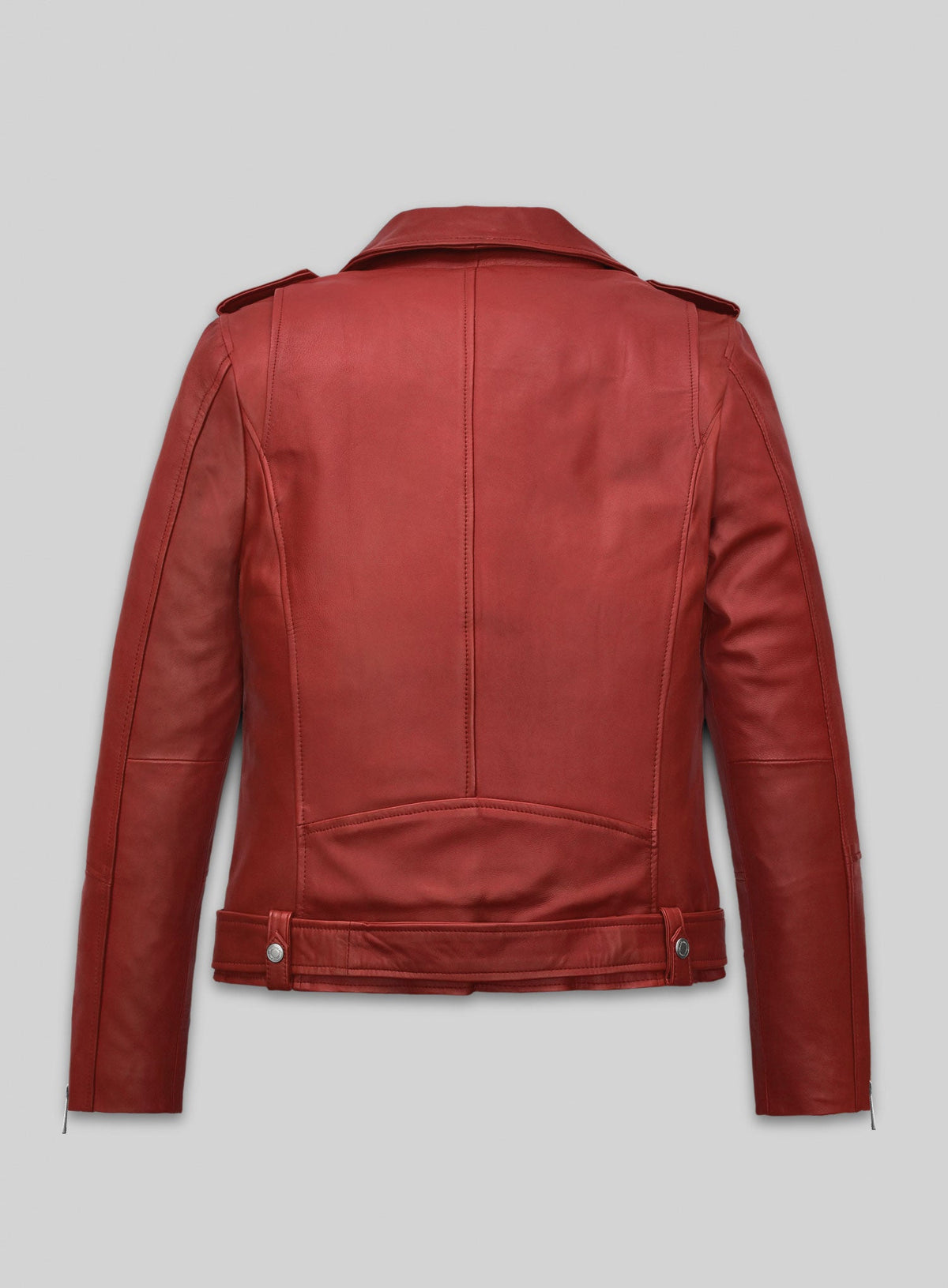 Kathryn Newton Freaky Red Leather Jacket – back view