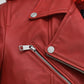 Kathryn Newton Freaky Red Leather Jacket – close-up and worn views