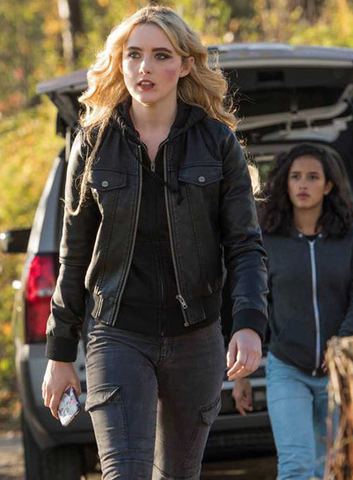 Kathryn Newton Supernatural Black Leather Jacket – front view