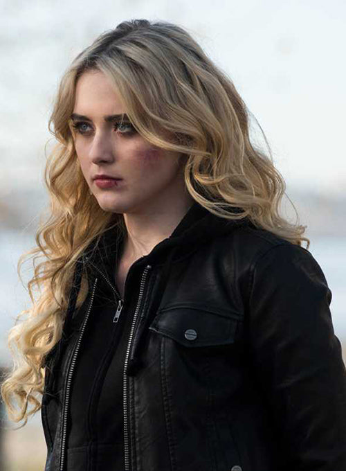Kathryn Newton Supernatural Black Leather Jacket – close-up and worn views