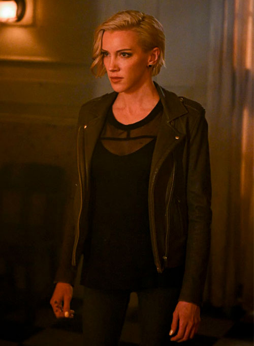 Katie Cassidy Arrow Black Leather Jacket – alternate view