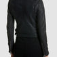 Katie Cassidy Arrow Black Leather Jacket – close-up and worn views