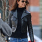 Katie Holmes NYC Black Leather Jacket – close-up and worn views