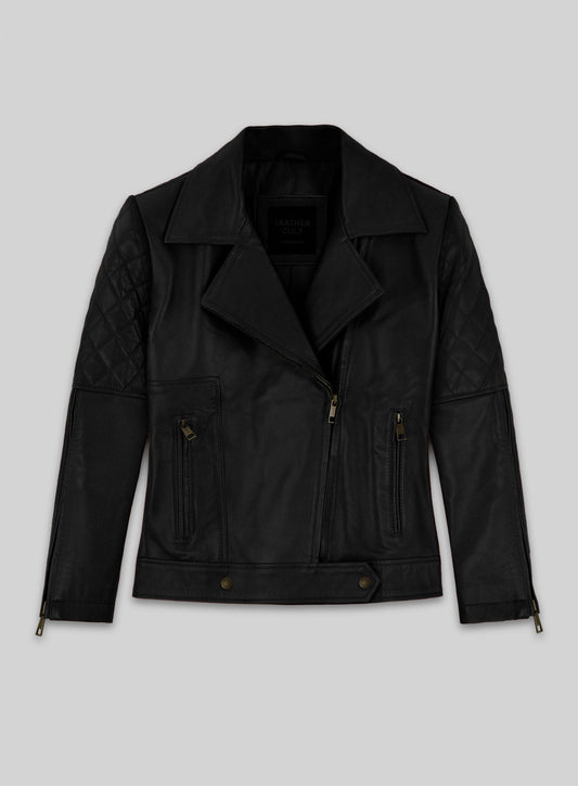 Katy Perry Black Leather Jacket – front view