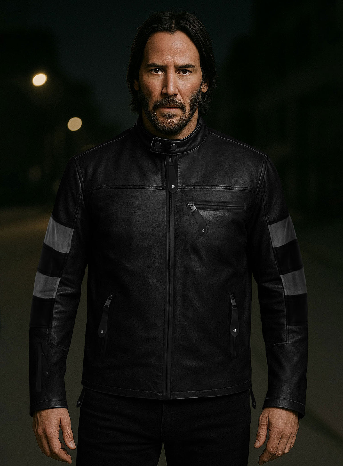 Keanu Reeves Leather Jacket view 2