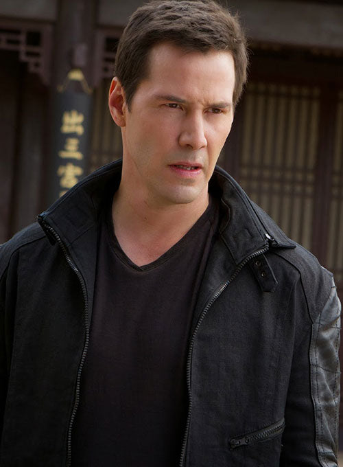 Keanu Reeves Man Of Tai Chi Black Leather Jacket – close-up and worn views