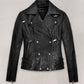 Keira Knightley Black Leather Jacket – front view