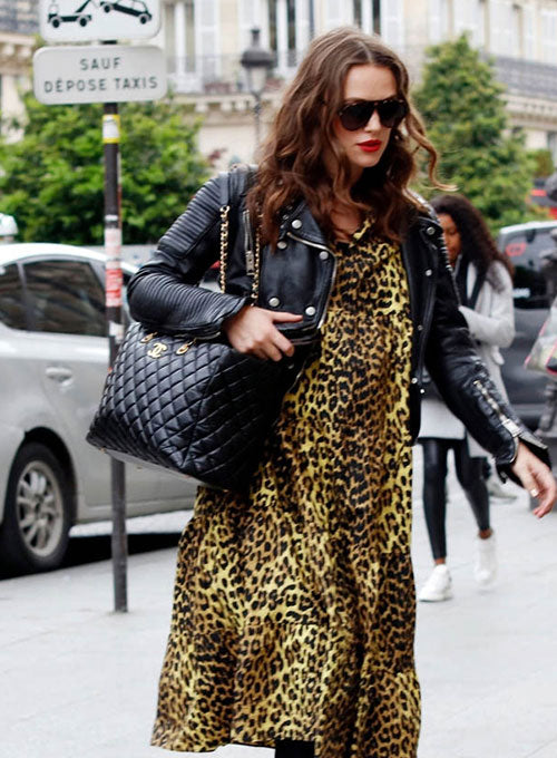 Keira Knightley Black Leather Jacket – close-up and worn views