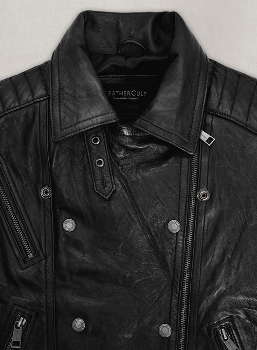 Keira Knightley Black Leather Jacket – close-up and worn views