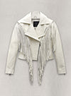 Kiernan Shipka Totally Killer White Leather Jacket – front view
