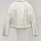 Kiernan Shipka Totally Killer White Leather Jacket – full product view