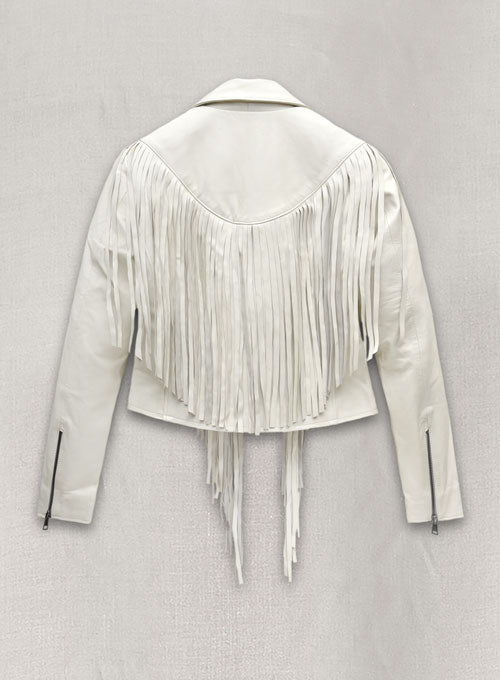 Kiernan Shipka Totally Killer White Leather Jacket – full product view