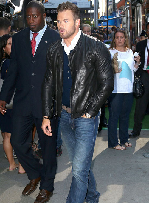 Kellan Lutz Black Leather Jacket – Kellan Lutz celebrity photo in Net York City