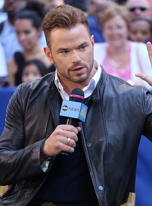 Kellan Lutz Black Leather Jacket – Kellan Lutz wearing the look, photo 3