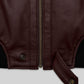 Kellan Lutz Maroon Hooded Bomber Leather Jacket – second close-up detail
