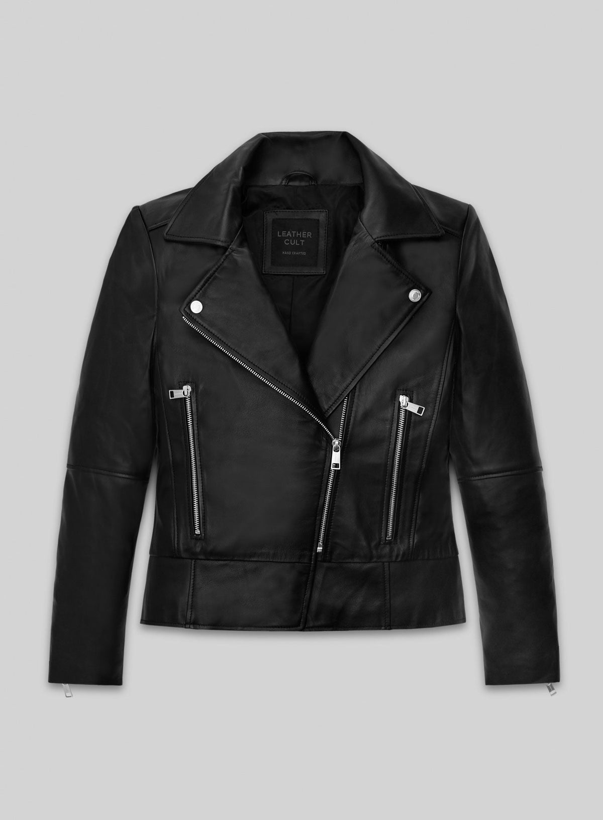 Kendall Jenner Black Leather Jacket – front view