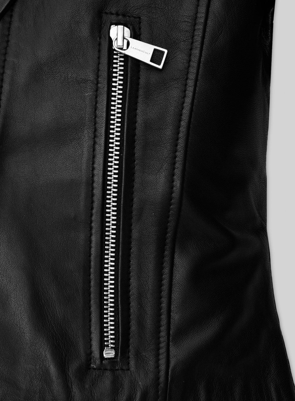 Kendall Jenner Black Leather Jacket – close-up and worn views