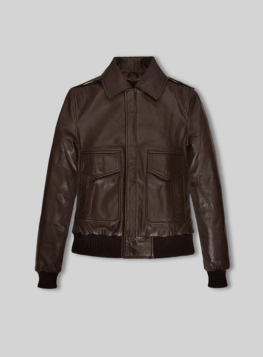 Kendall Jenner Black Bomber Leather Jacket – front view