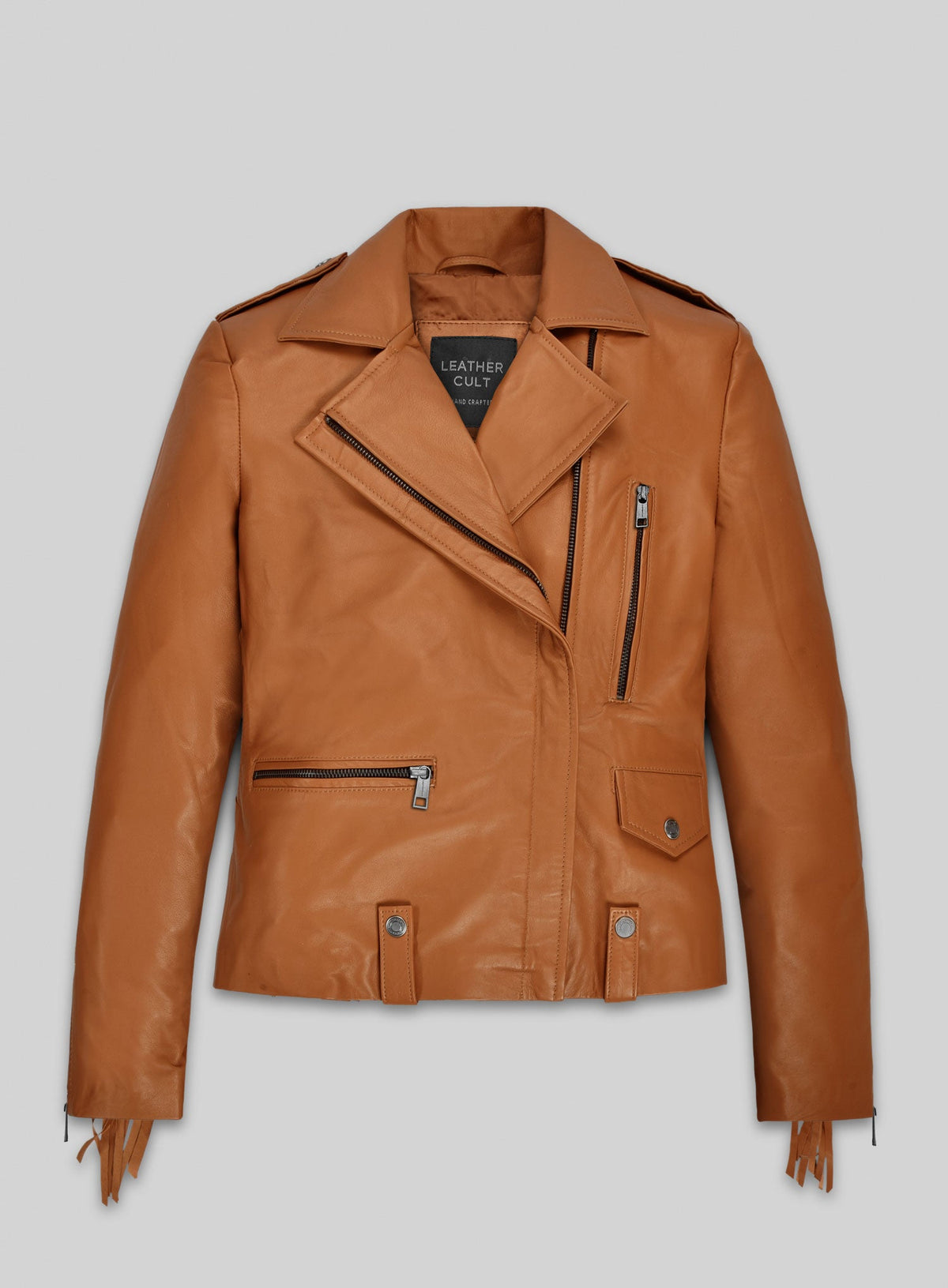 Kendall Jenner Paris Black Leather Jacket – front view