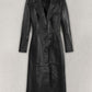 Kendall Jenner Black Leather Long Coat – front view