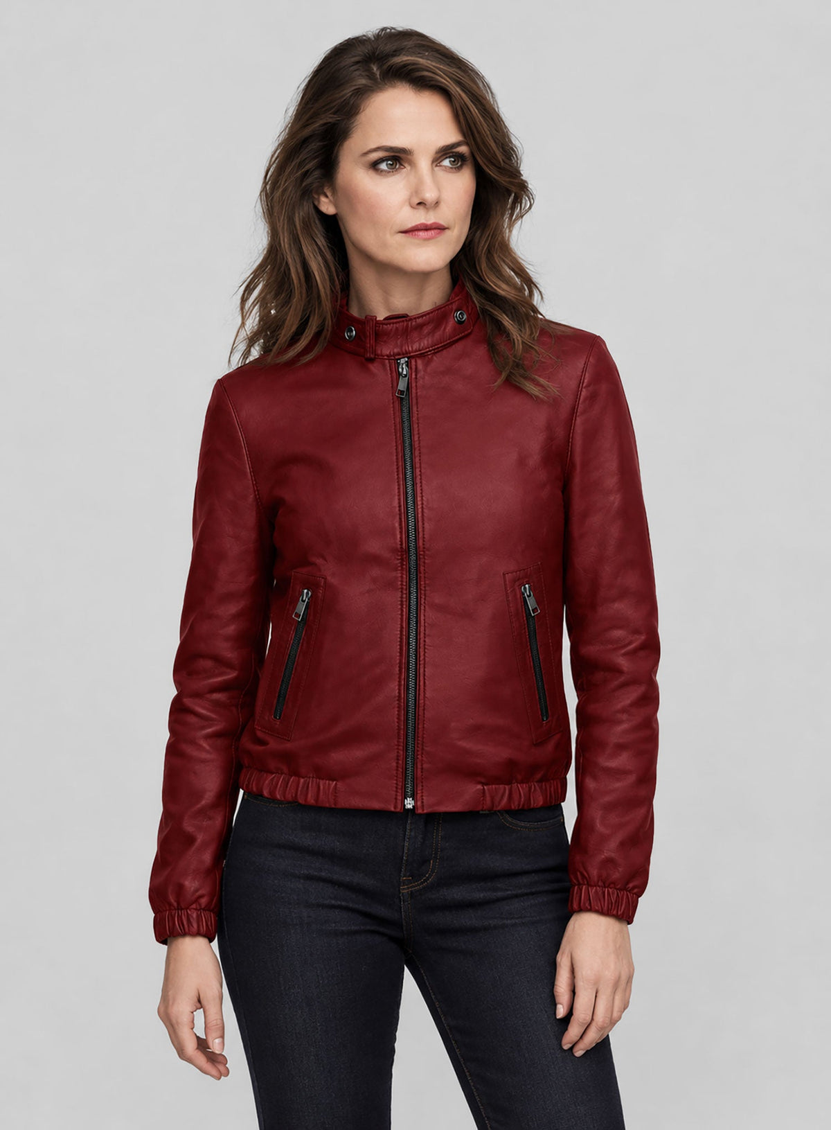 Keri Russell The Americans Black Leather Jacket – full product view