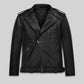 Kevin Hart SNL Black Asymmetrical Leather Jacket – front view