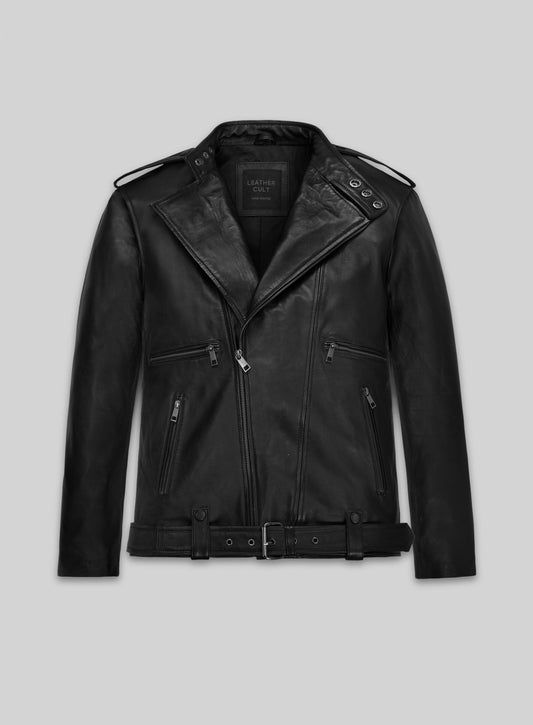 Kevin Hart SNL Black Asymmetrical Leather Jacket – front view