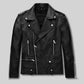 Kevin Hart Black Biker Leather Jacket – front view