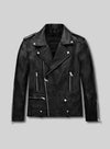Kevin Hart Black Biker Leather Jacket – front view