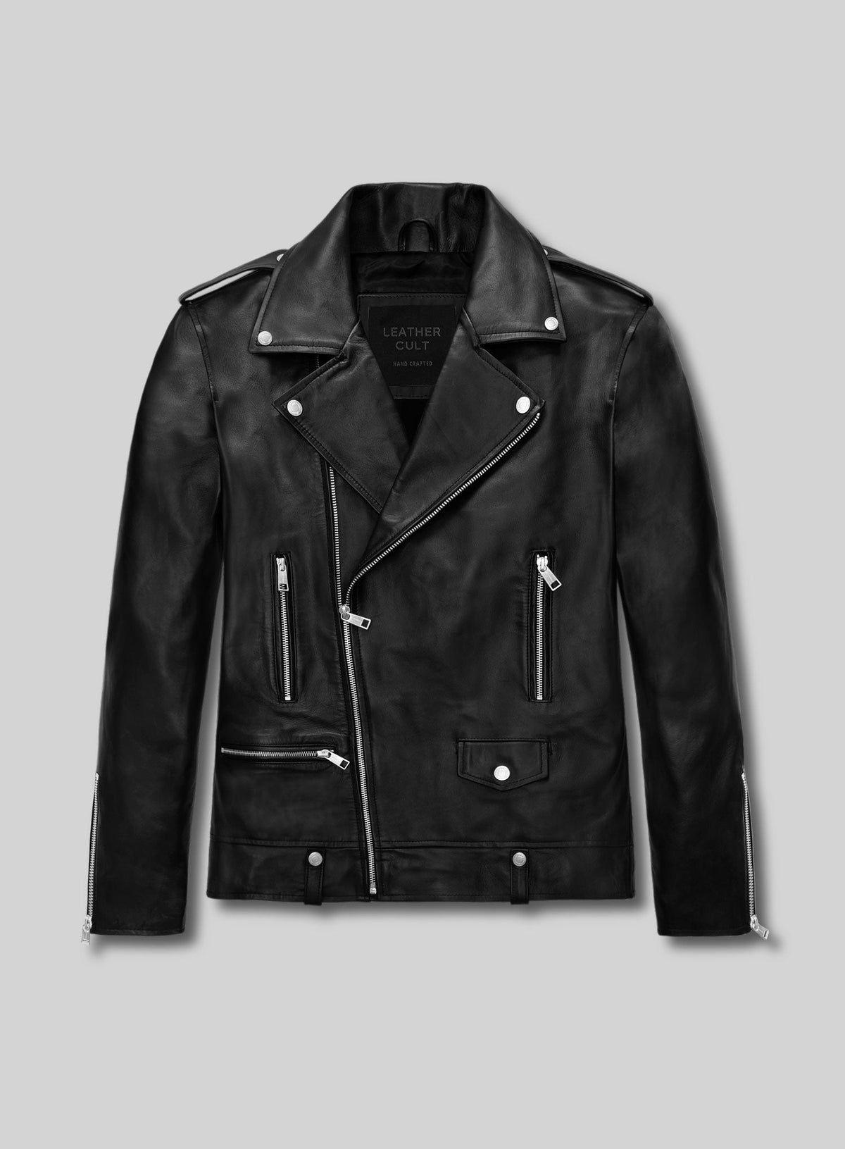 Kevin Hart Black Biker Leather Jacket – front view