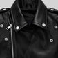 Kevin Hart Black Biker Leather Jacket – close-up detail of hardware and pockets