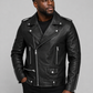 Kevin Hart Black Biker Leather Jacket – full product view