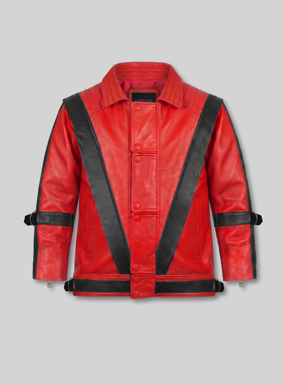 Michael Jackson Thriller inspired red and black kids leather jacket