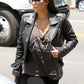 Kim Kardashian Black Leather Jacket – close-up and worn views